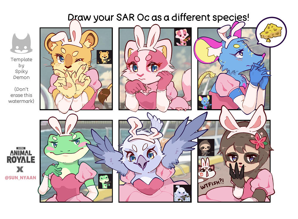 My SAR OC in different breeds meme